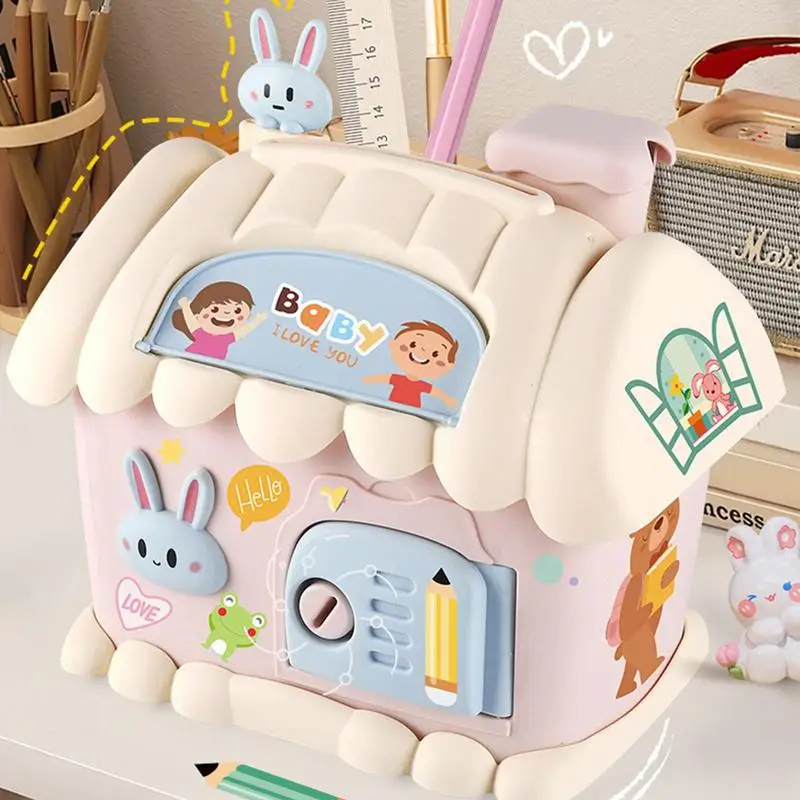 Money Bank Toys Money Box Storage House Shaped Savings Bank Cute Educational Kids Coin Savings Bank Cash Can For Birthday Easter