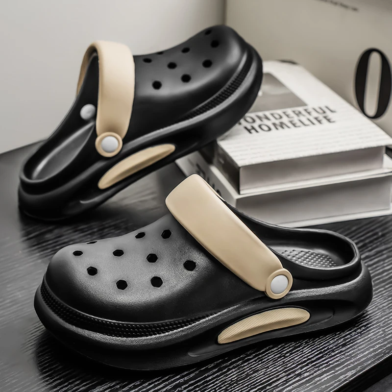 

2025 Men Women Sandals Thick Sole Outdoor Garden Clogs Shoes Male Beach Slippers High Quality Soft EVA Home Slides Flip Flops