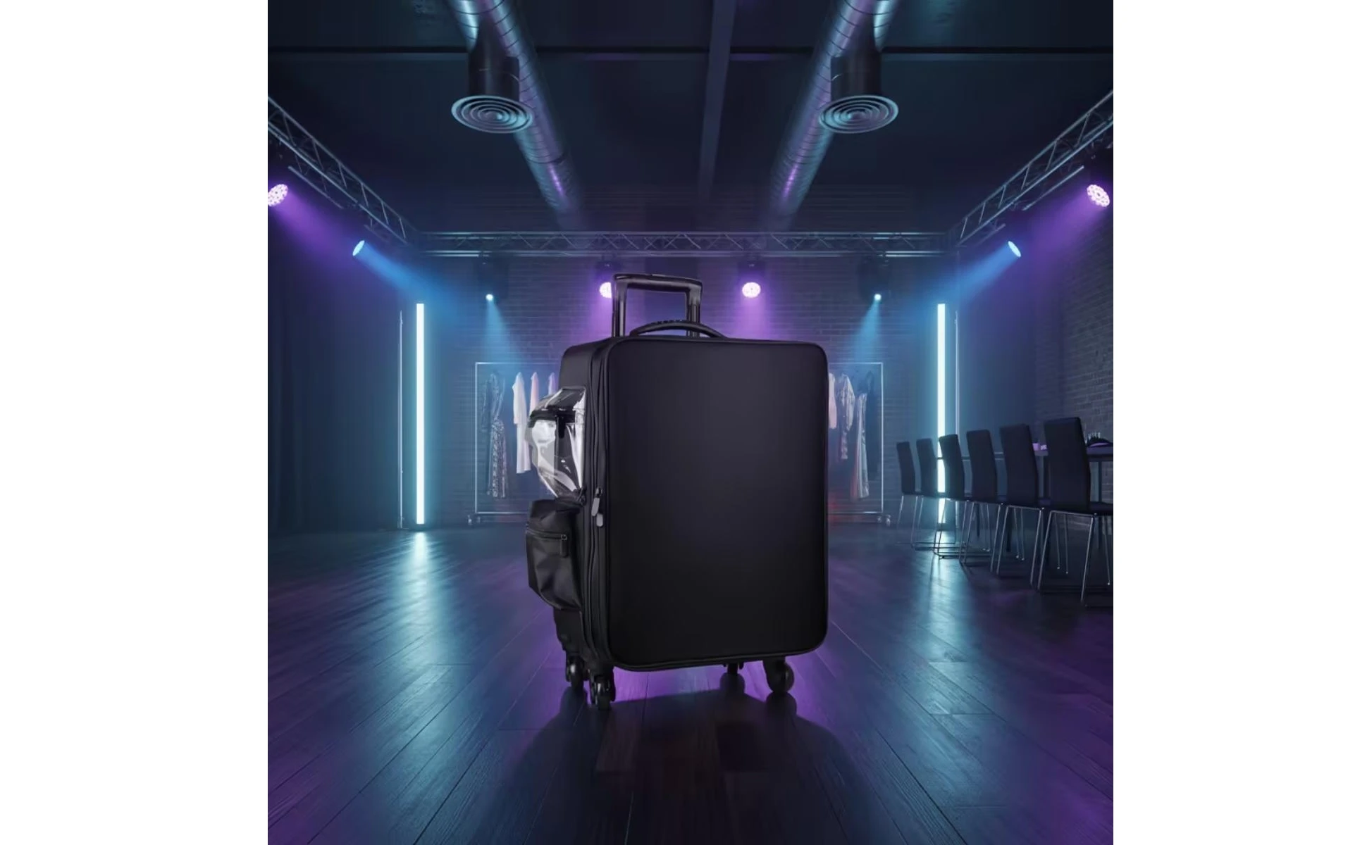 Makeup Case with Rotating Wheels Hard-Sided Sminkkoffert Med Hjul Sminkväska På Hjul Multi-Compartment Cosmetic Trolley Zippered