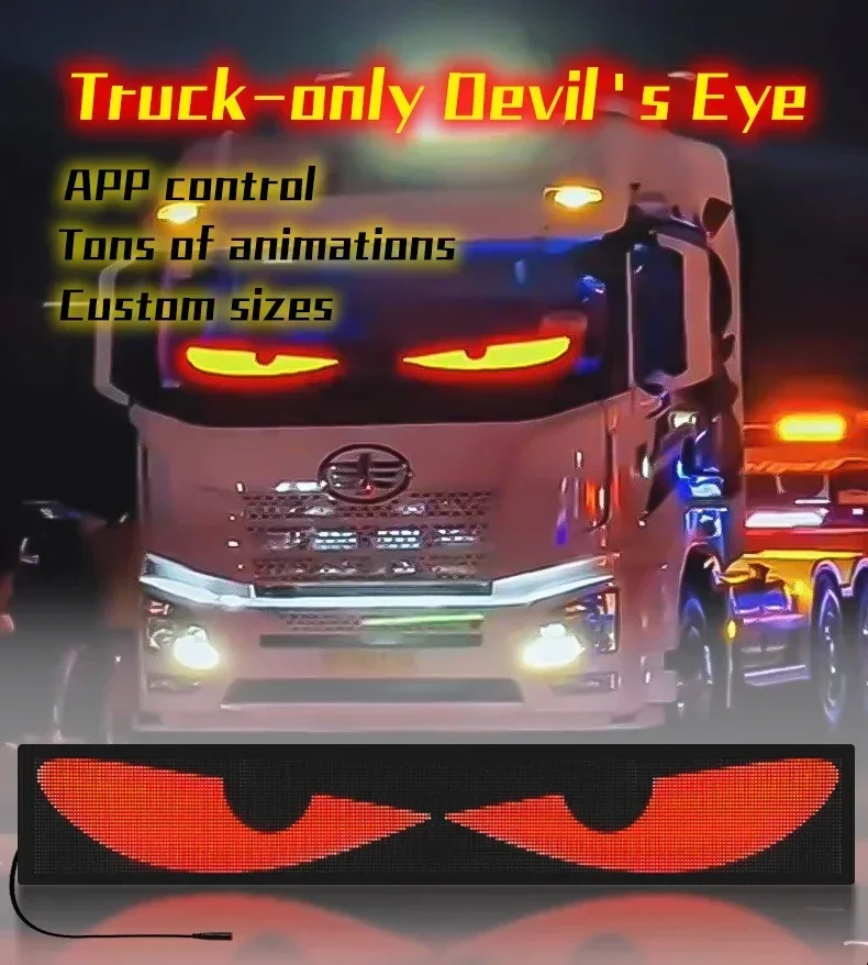 

BOTAI Truck windshield eye demon led flexible display board RGB scrolling messages Soft LED Sign Board for trucks Bus Car