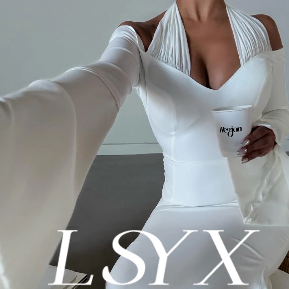 LSYX – Corset sans bretelles personnalisé, corsage en Satin, jupe en Tulle à volants, dos ouvert, à lacets, longue traîne, élégant et luxueux