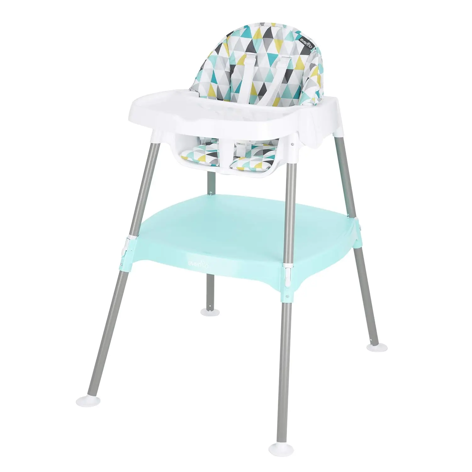 

4-in-1 Convertible High Chair for Kids, Adjustable with Safety Harness and Washable Pad, Ages 6 Months to 50 lbs