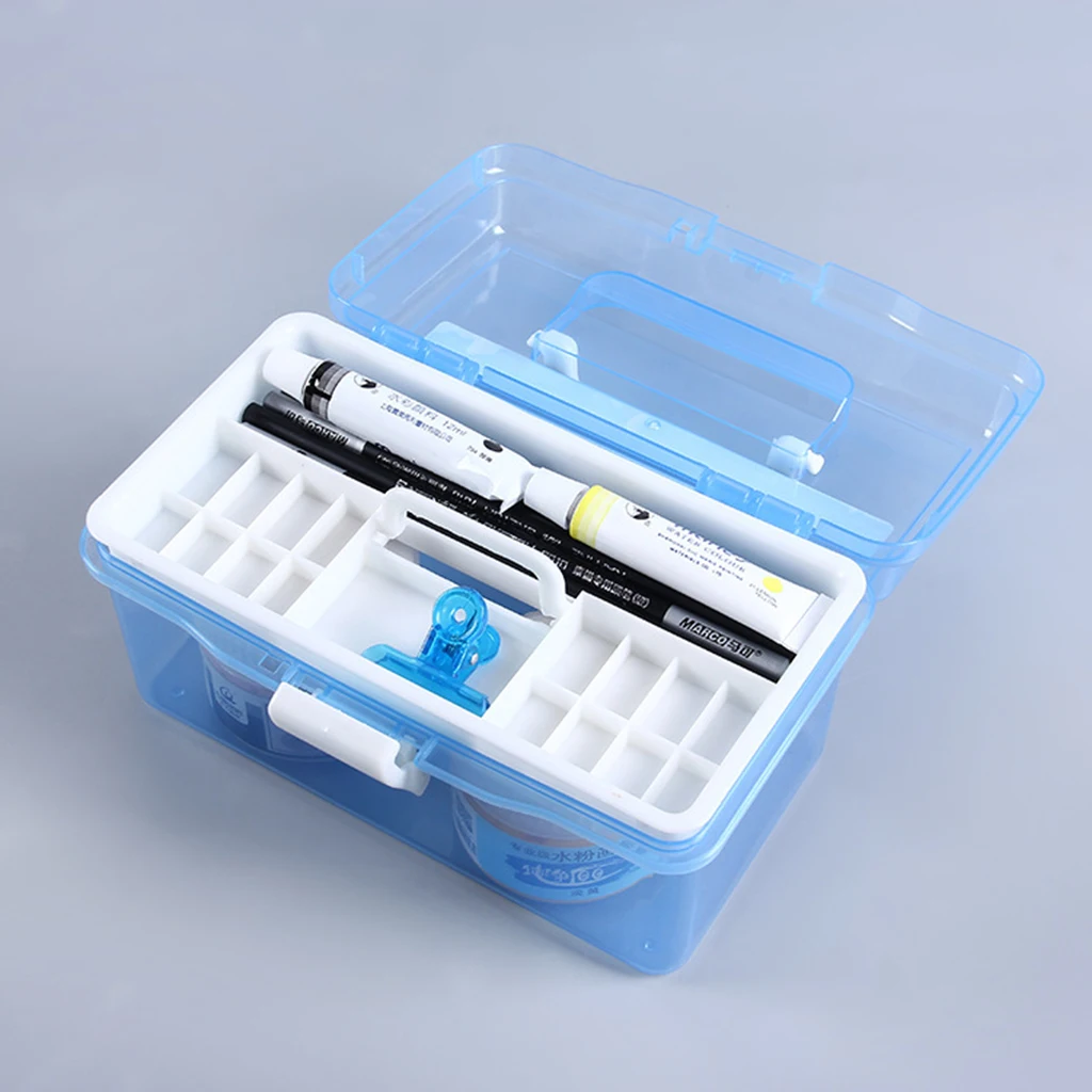 2 Layer Plastic Sewing Jewelry Painting Tools Box Storage Box Organizer Pink/Blue Jewelry Tools Accessories