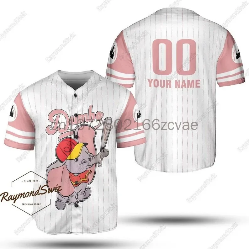 Summer New Dumbo Baseball Jersey Custom Name Men's Baseball Jersey Fashionable Disney Short Sleeve Hawaiian Shirt Track Top