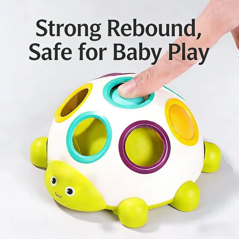Baby Turtle Pressing Toy Baby Finger Gripp Train with Roller Inertia Sliding Color Cognitive Matching Early Education Puzzle Toy