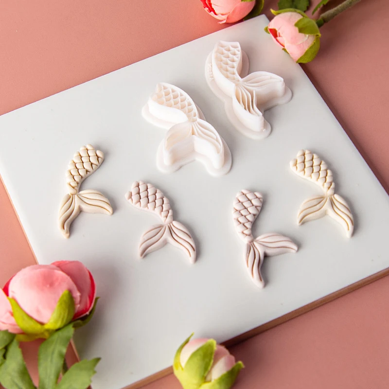 Polymer Clay Cutter Summer Ocean Series Earring Embosser Cutter Shell Conch Fish Tail Shape Earring Mold for Pendant Jewelry