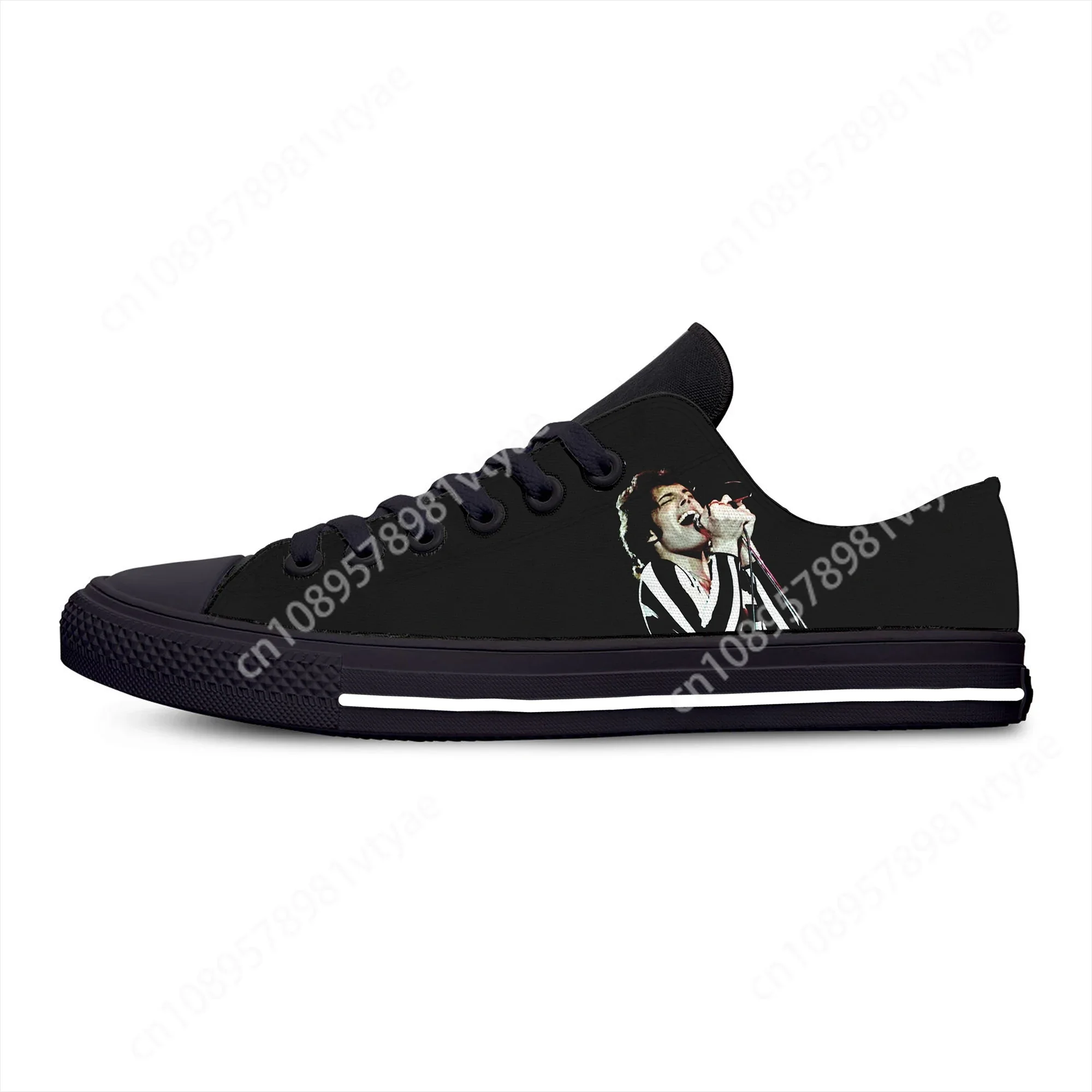 Freddie Mercury Queen Rock Band Music Cool Fashion Casual Cloth Shoes Low Top Lightweight Breathable 3D Print Men Women Sneakers