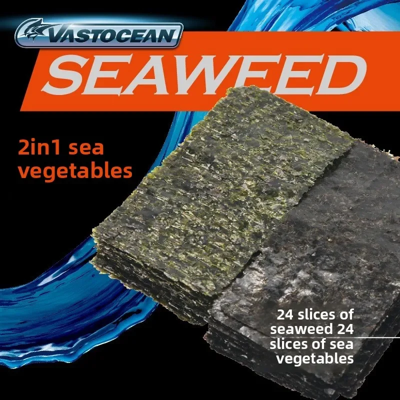 VASTOCEAN Premium Saltwater Algae Diet - Organic Purple Nori with Calcium-Clip-On Feeder for Herbivorous Fish-Promotes Digestion