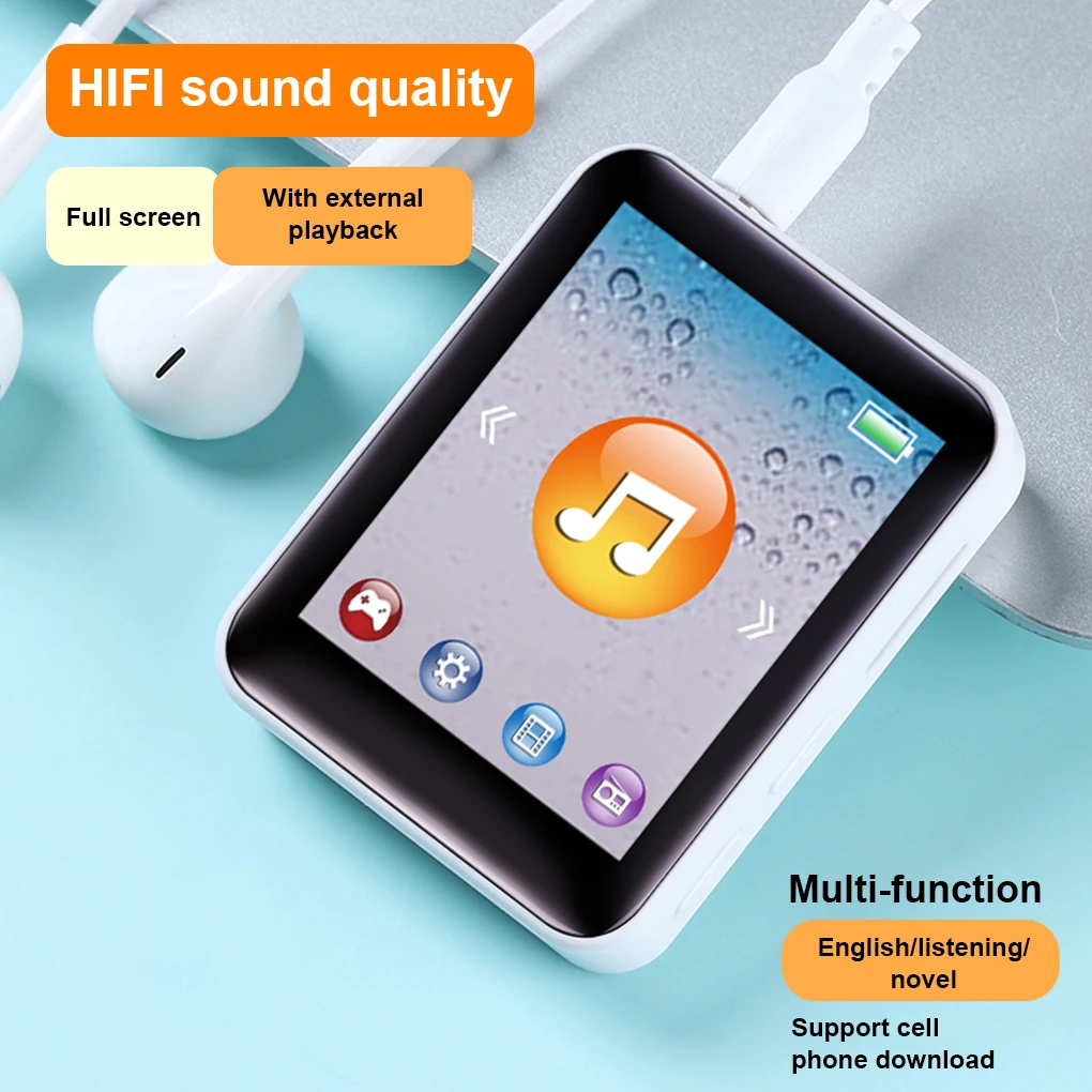 MP3 TFT Screen HIFI TF Card Stereo Video Playing Book Reading Rechargeable MP4 Home Office Music Player Blue Machine Only