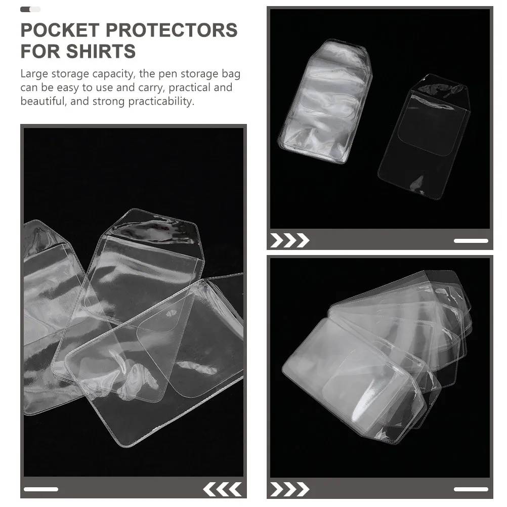 20Pcs Insert Type Pen Storage Bag Clear PVC Nurse Pen Organizer Doctor Supply Pocket Protector Pencil Case Hospital Utility Bag