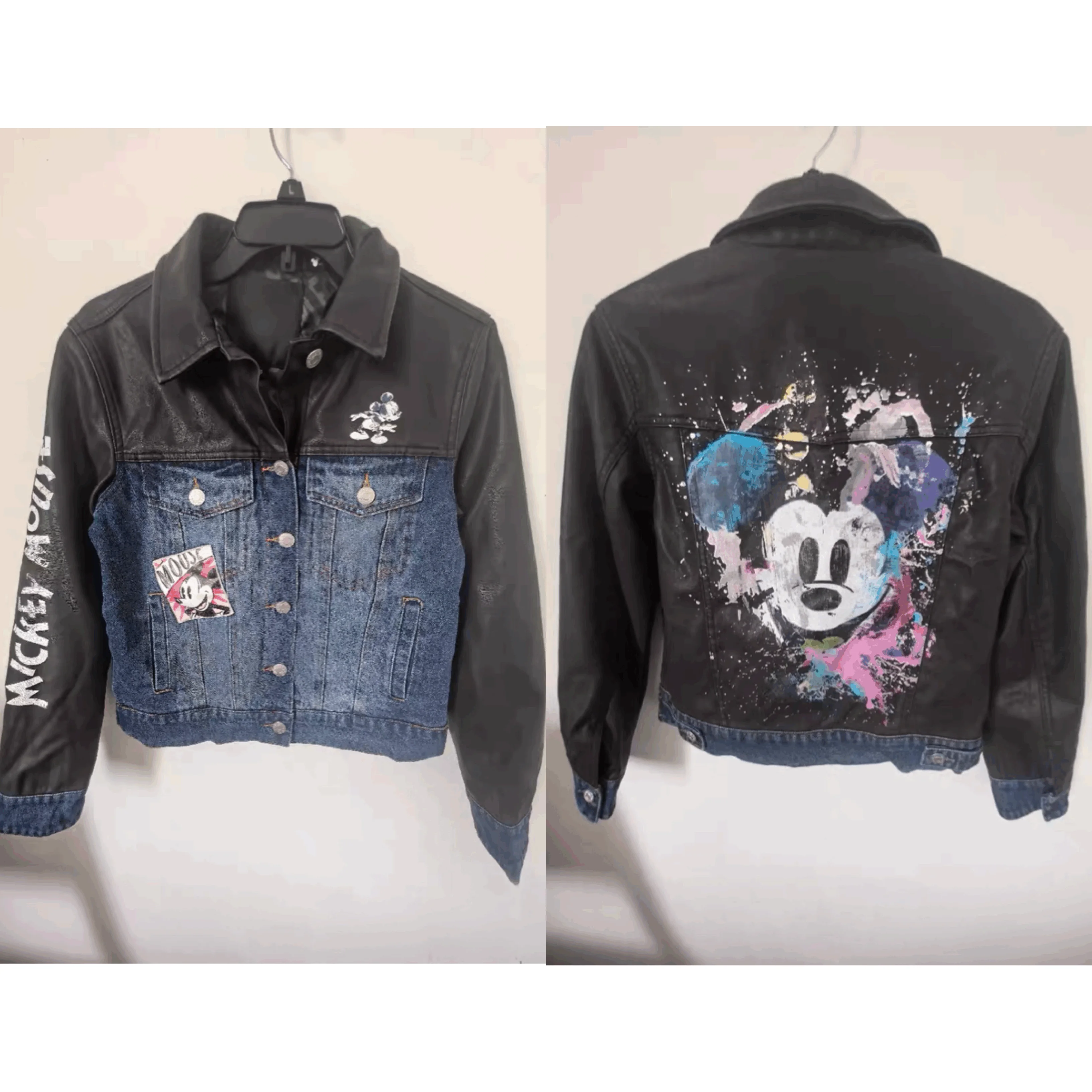 

Европейская, американская, испанская оригинальная легкая роскошная женская куртка с мультяшным принтом, джинсовая лоскутная куртка с длинными рукавами