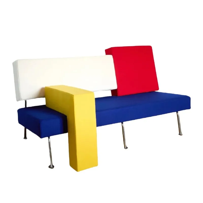 

Designer geometric sofa, color-blocking art, small apartment store, niche fabric sofa