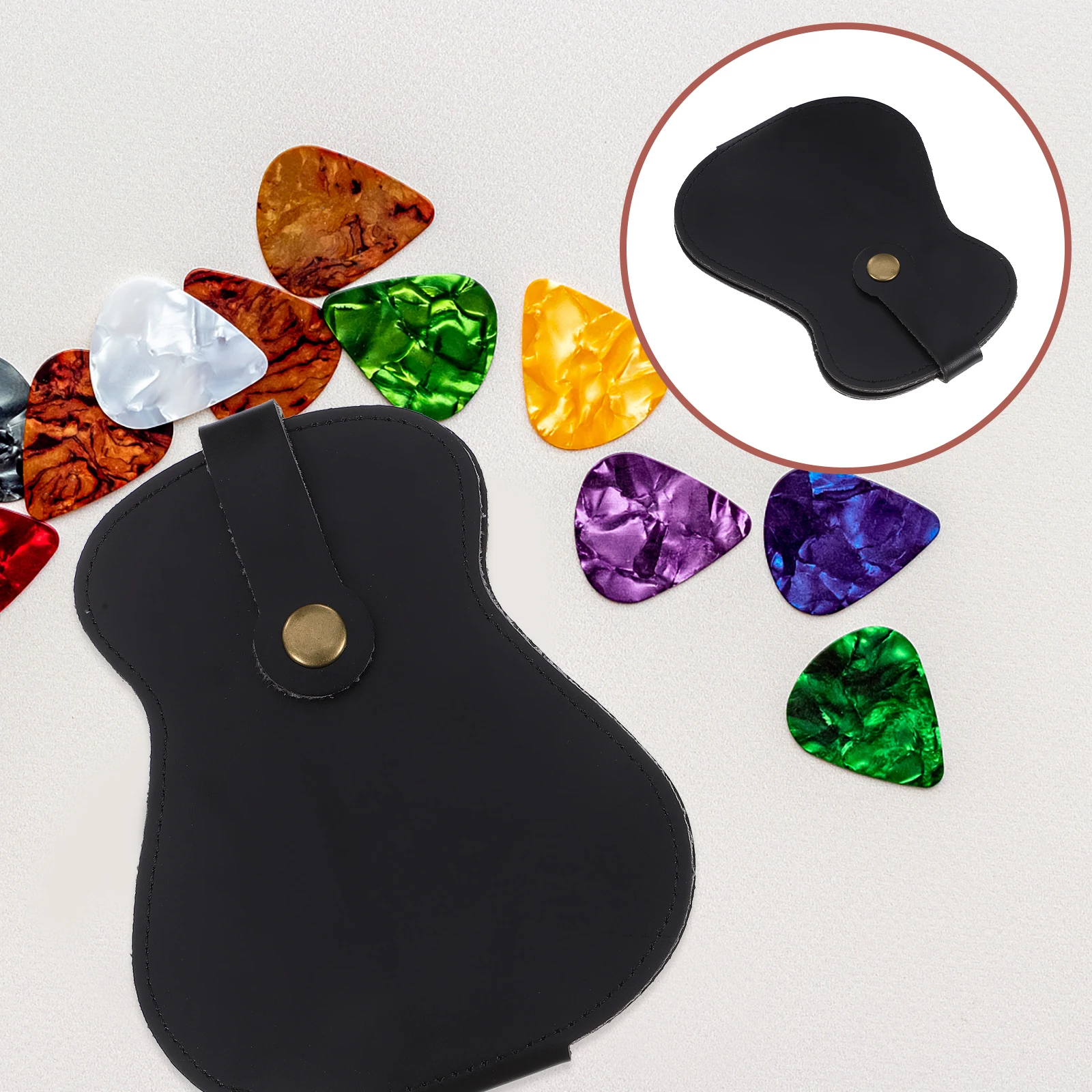 

Portable Plectrums Storage Holder Guitar Pick Bag All Size Picks Pouch Pu Electric Accessories Man