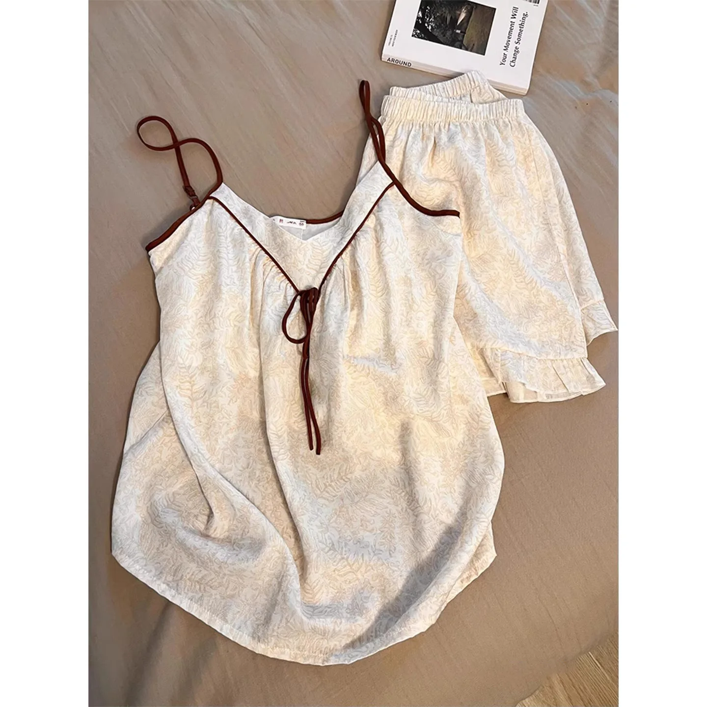 Women Pajamas Summer Strap V-neck Night Wears Shorts Sets 2 Pieces Version Chest Cushion Sling Home Suit 2026 New