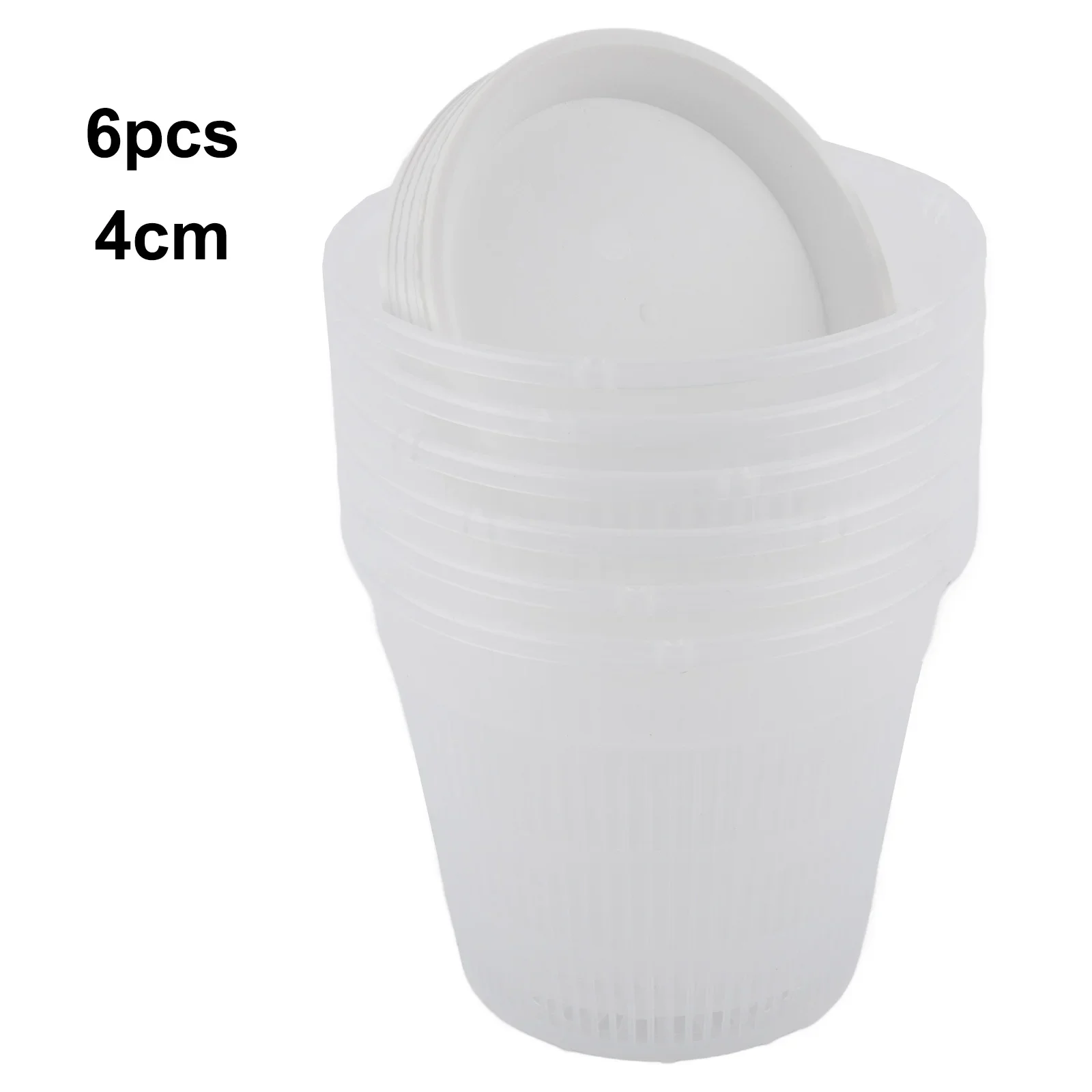 Set of 6 Clear Orchid Pots with Multiple Drainage Holes and Saucers to Aid in Root Aeration and Moisture Control