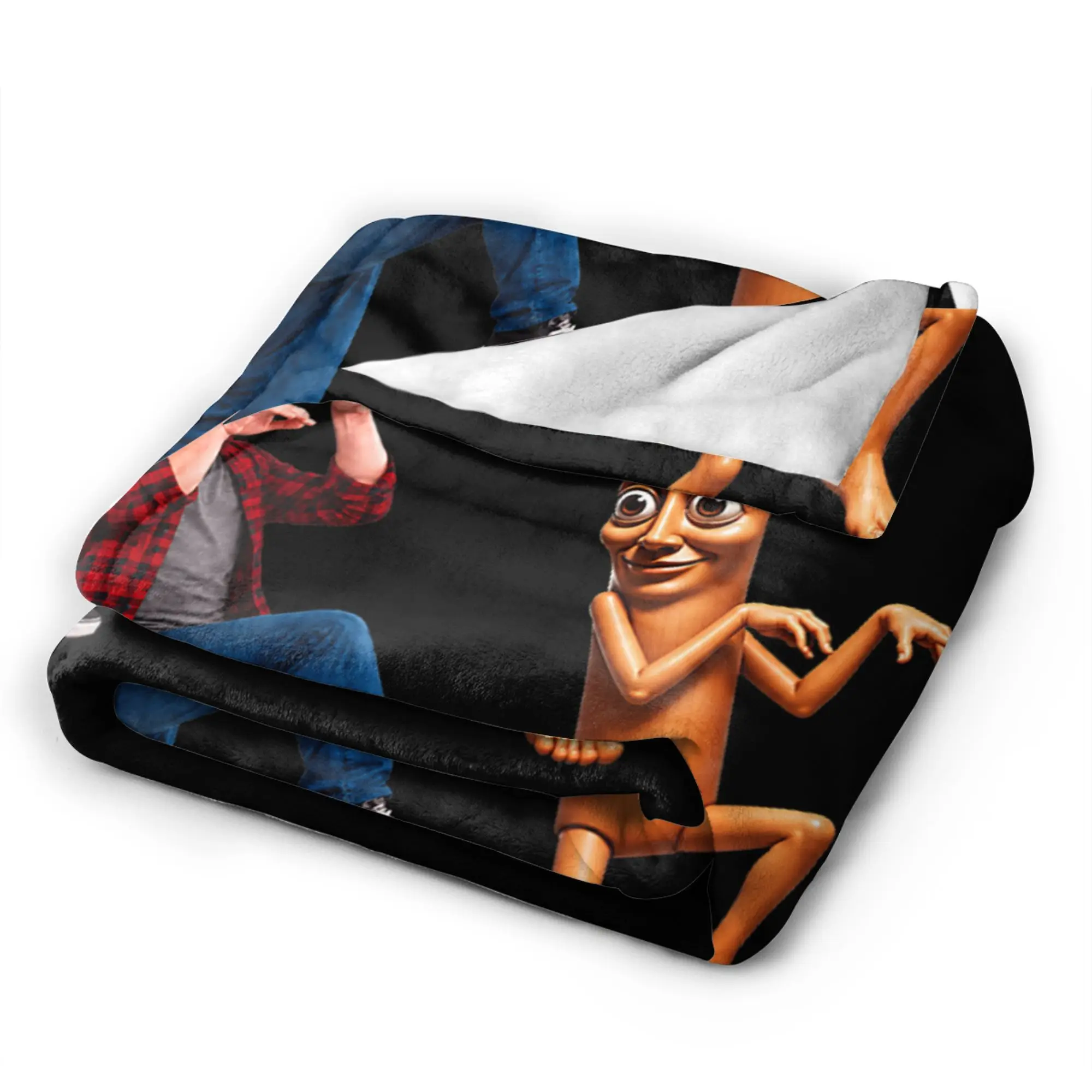 John Pork and Tung Tung Tung Sahur is Calling Brianrot Warm Blanket For Sofa Home Novelty Throw Blanket Winter Flannel Bedspread