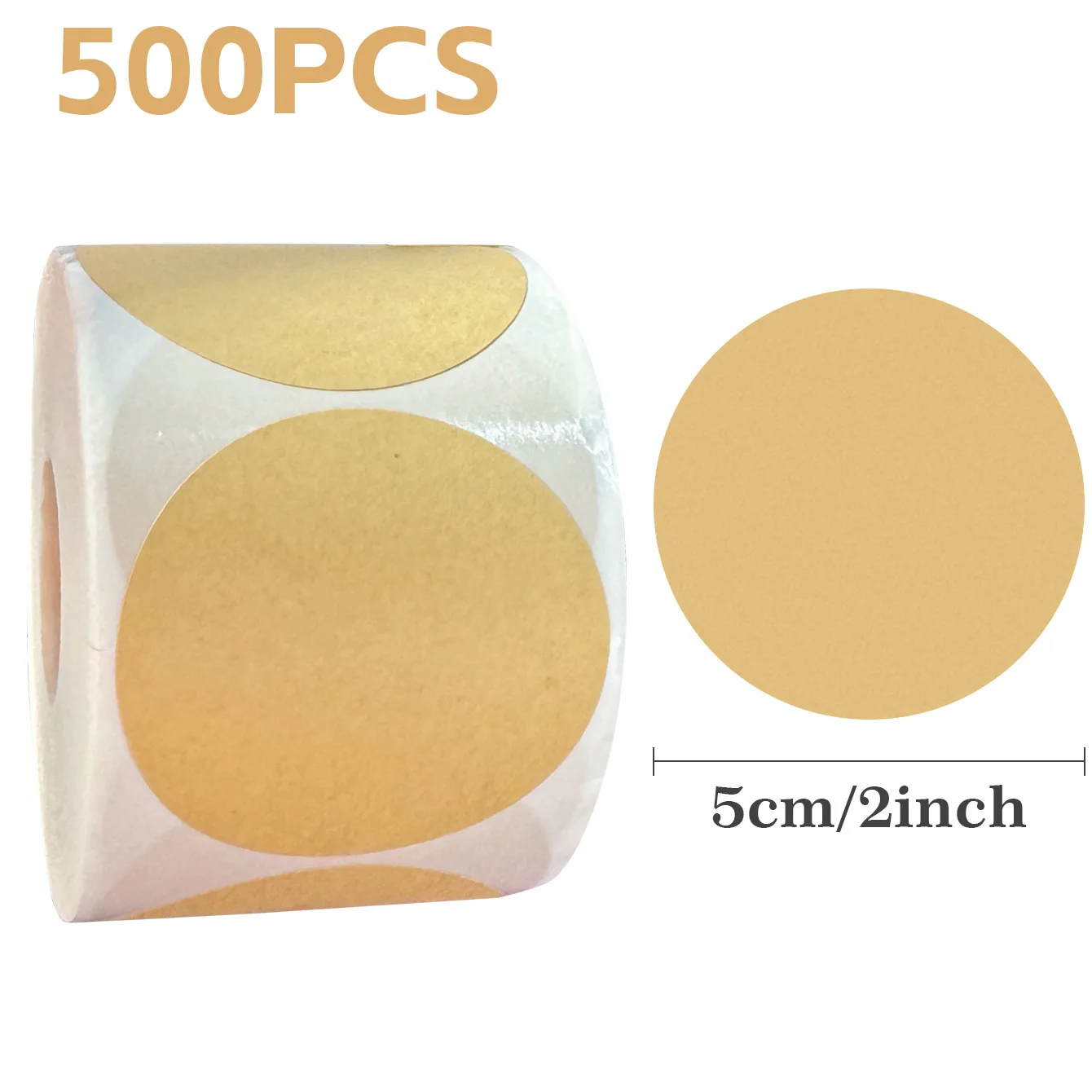 2.5/3.8/4.5/5 cm 500 stks/rol Kraft Ronde zelfklevende Label Papier Sticker Classificatie Naam Gepersonaliseerde Etiketten Stickers