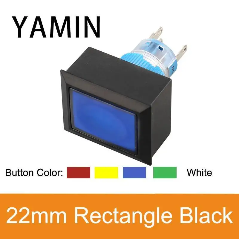 مفتاح زر ضغط بلاستيكي مع مصباح ، دائري ، مربع ، مستطيل ، معدات 5A ، ملحق بدء التشغيل ، No NC ، 22 مللي متر ، 5 قطعة