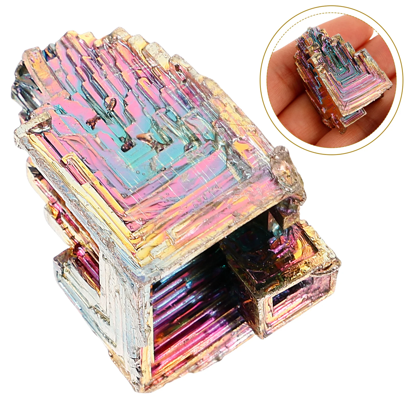 Bismuth Ore Crystal Mineral Ornament Craft Amethyst Bracelet Geometry Irregular Specimen Miss