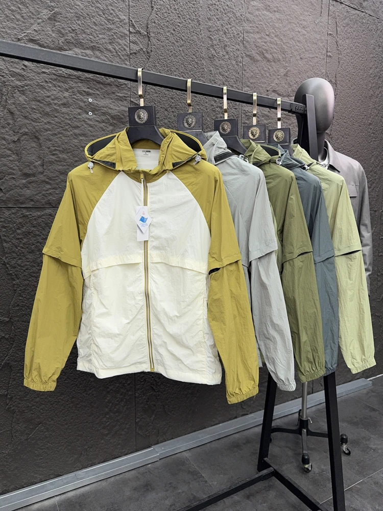 

Уличная одежда для пар UPF50, солнцезащитная одежда, весна-лето, мужская и женская, с капюшоном, легкая, крутая, повседневная кожаная куртка