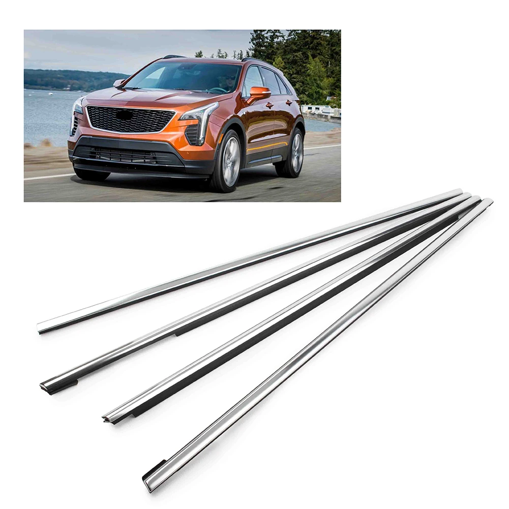 

4pcs Chrome Car Window Seal Belt Molding Weatherstrip Window Door Outside Moulding Trim for Cadillac XT4 2018 2019