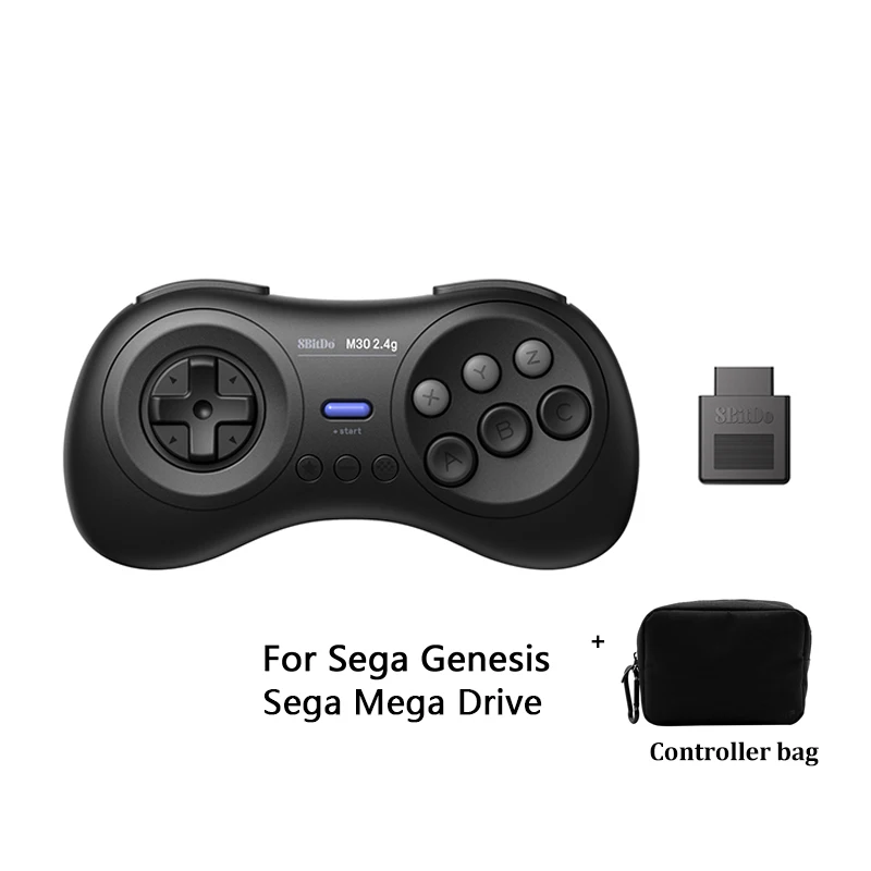 8BitDo voor Gega Genesis Mini en Mega Drive Mini M30 2.4G Draadloze Zwart-wit Gamepad Draadloze Game Controller