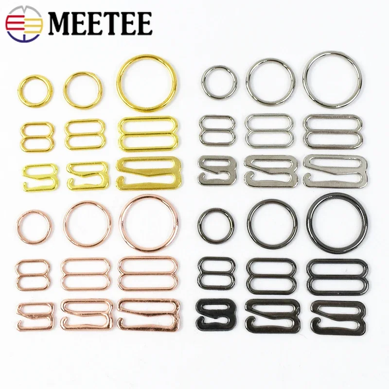 

100pcs 6-20mm Metal Bra O-rings Sliders Hooks Bikini Connectors Underwear Strap Adjuster Buttons DIY Clothing Sewing Accessories