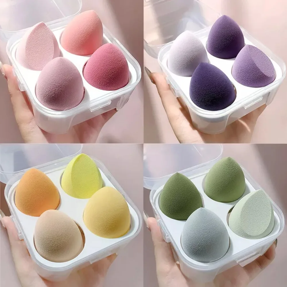 4 pçs/set novo multi-cor maquiagem esponja liquidificador para uso seco & molhado macio beleza ovo compõem acessórios cosméticos puff