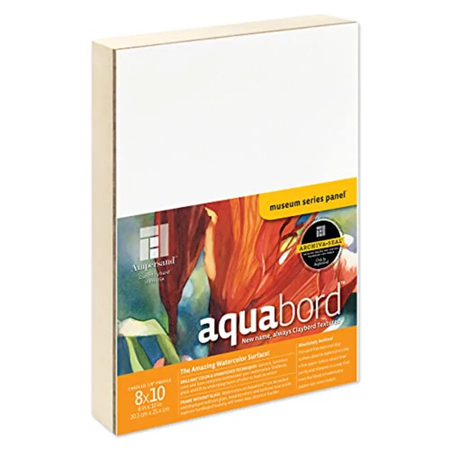 

Aquabord 8" x 10" 1-1/2" Cradled Profile Watercolor Painting Panel Highly Absorbent Surface for Watercolor, Gouache and Casein