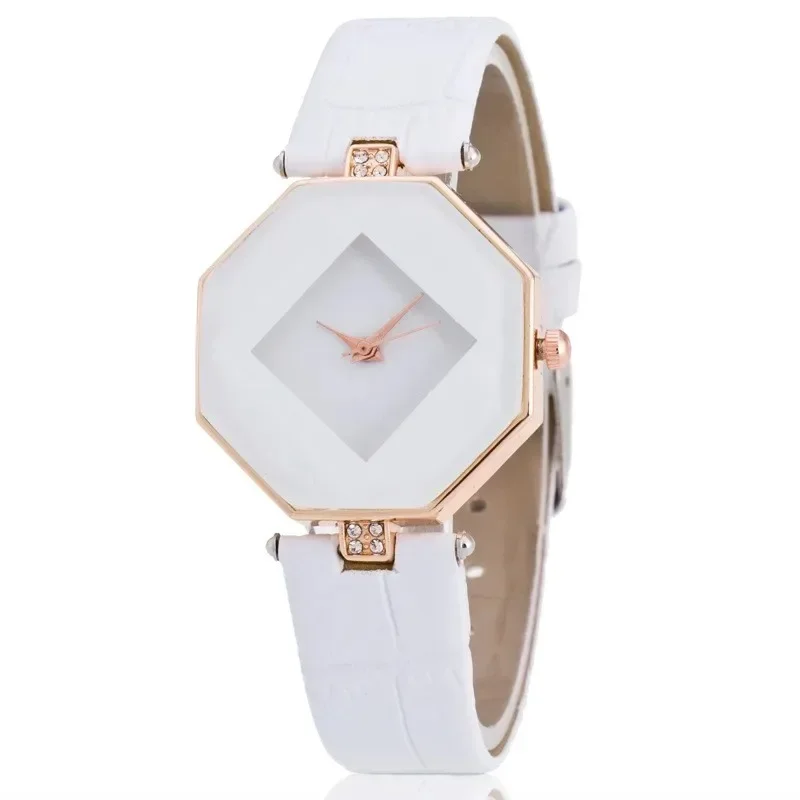 Montre-bracelet en cuir pour femme, horloge en or et diamant, mode décontractée