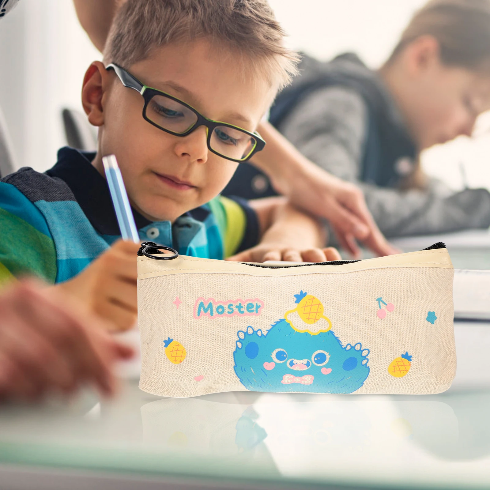 Multi-function Pencil Bag Case Zipper Storage High Capacity Canvas Small Pouch Child