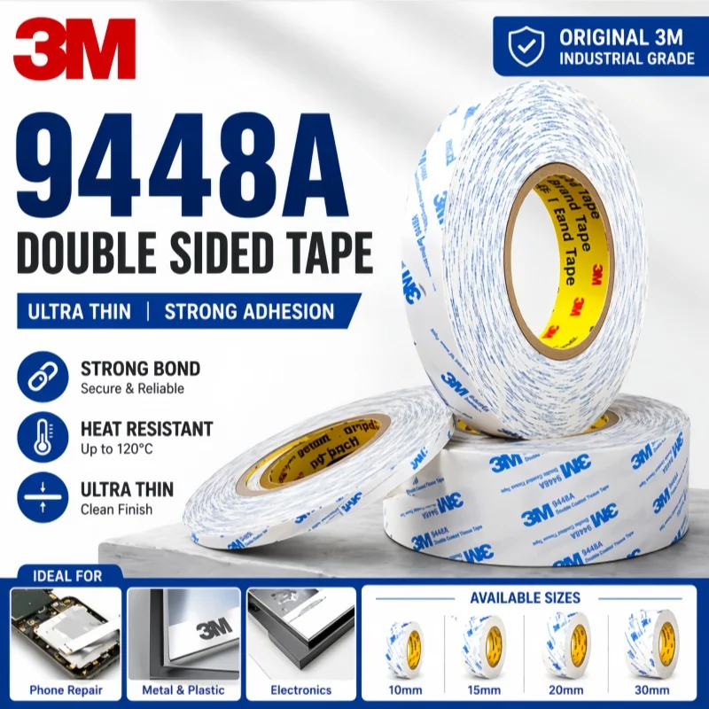 Original 3M 9448A Double Sided Tape Ultra Thin Strong Adhesion Heat Resistant for Phone Repair LCD Screen Electronics