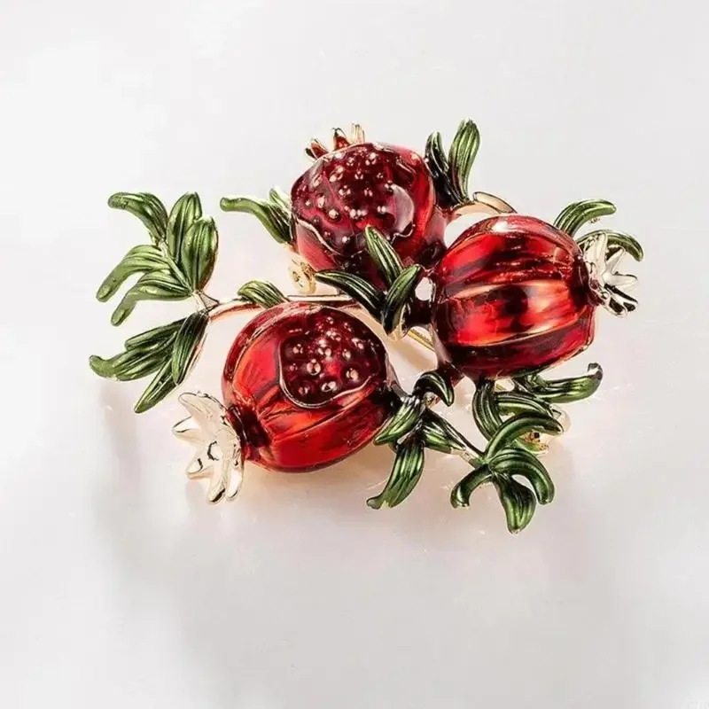 Stylish Pomegranate Ornament Enhances Elegances at Business Meetings or Evening Women Stylish Brooch Fashion Accessory