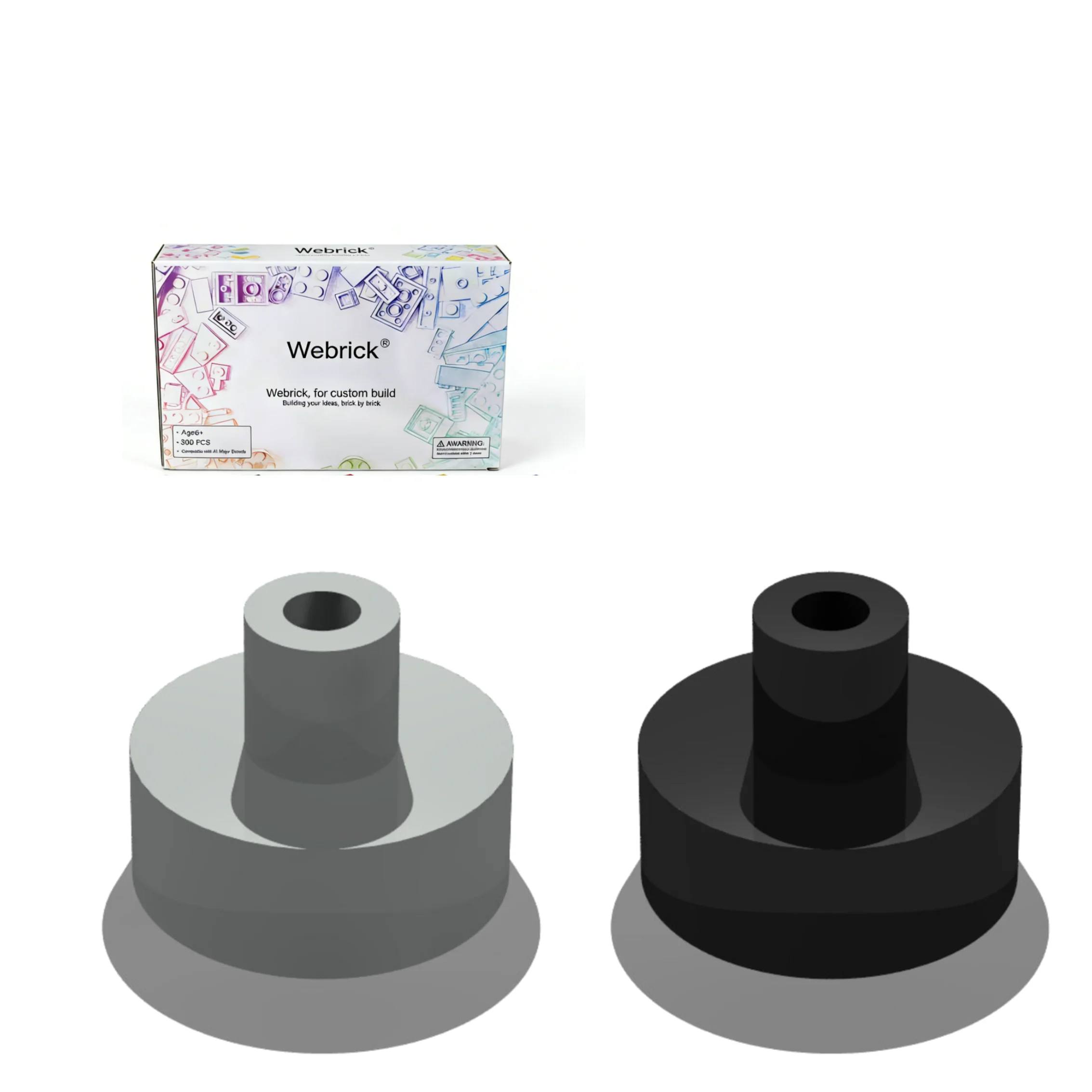 

200PCS 20482 Tire Round 1x1 With Bar And Pin Handle Building Blocks Set with Box，Parts Idea 100% Compatible Toys