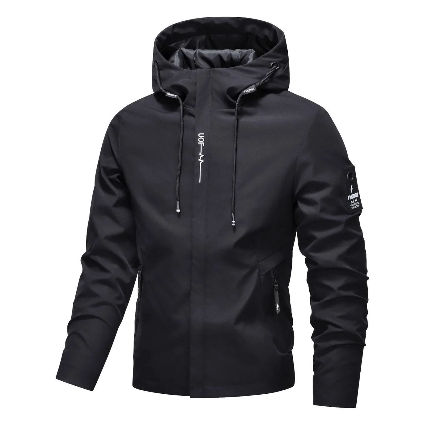 Cross-border European Size Windproof Men's Jacket Simple Tooling Trendy Top Hooded Outer Jacket Sports Casual Top