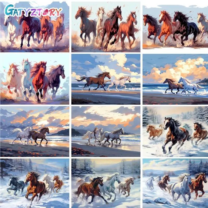 

GATYZTORY 60x75cm DIY Painting By Numbers Running Horse Paint By Numbers Handpaint Digital Painting Wall Art Home Decor Gift