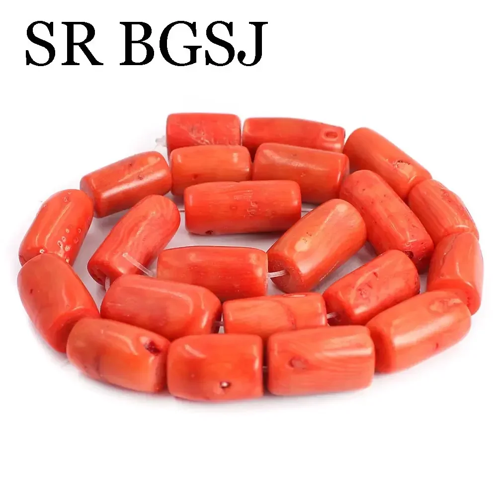 10-12 مللي متر عمود حر حقيقي برتقالي صنع المجوهرات الأحجار الكريمة المرجان الخرز 15 بوصة