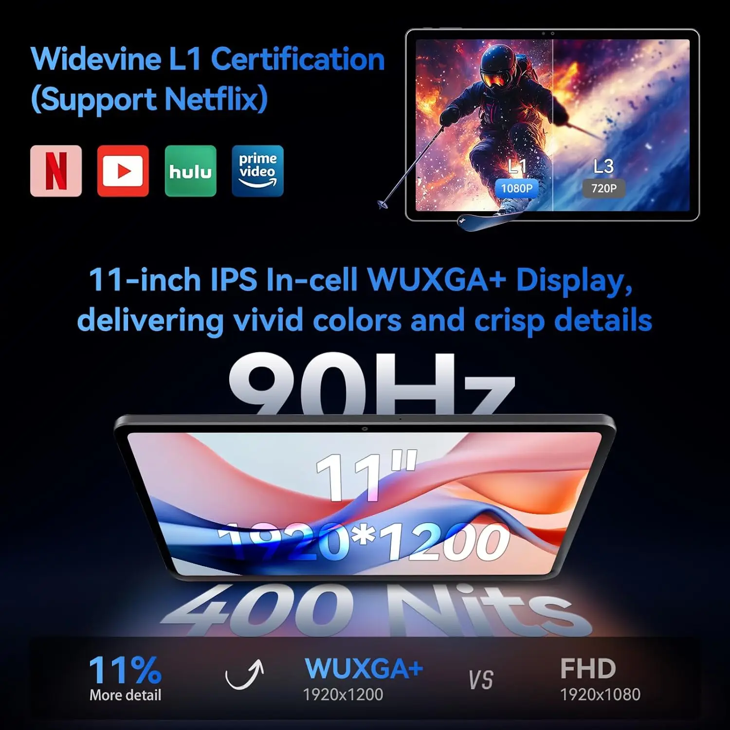 ALLDOToxic-Tablette PuniPlay 60 Pro, 11 pouces, écran 90Hz, 6 Go + 6 Go de RAM, 128 Go, Android 14, Dean, Helio G99, Octa Core, 7000mAh, 4G, persévérance et Wi-Fi