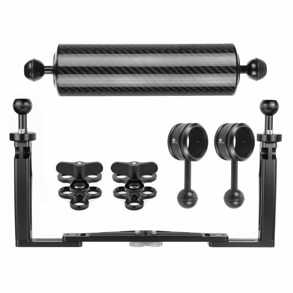 Tauchen DSLR Kamera käfig Dual Handheld Tray Halterung Buttery Clip Kohle faser Verlängerung sarm schwimmende Stativ halterung für Gopro 13 – Detail 23