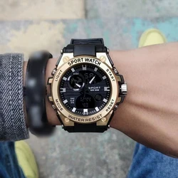 Men's Multi functional Sports Watch Men's Dual Display Waterproof Alarm Clock Timing Night Light Calendar Electr