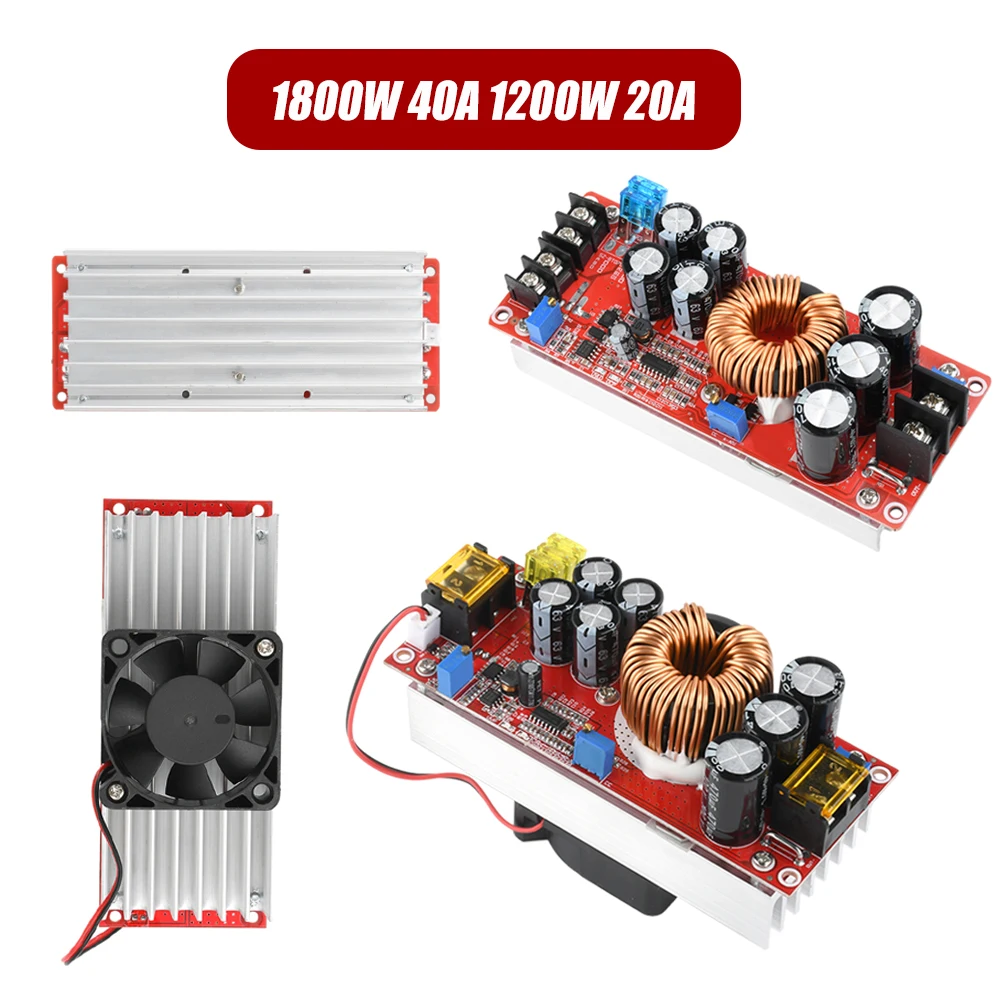 1200W 20A 1800W 40A DC-DC Boost Converter Step Up Power Supply Module 8-60V to 12-80V Adjustable Voltage Charger