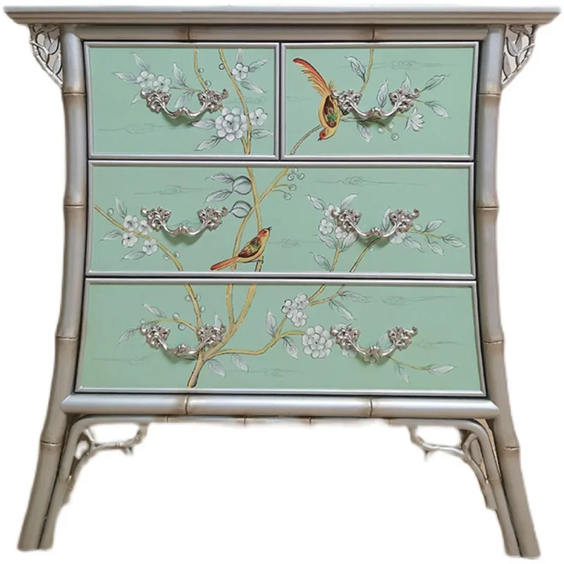 

American retro entrance cabinet painted four-chest cabinet living room decorative dining side cabinet