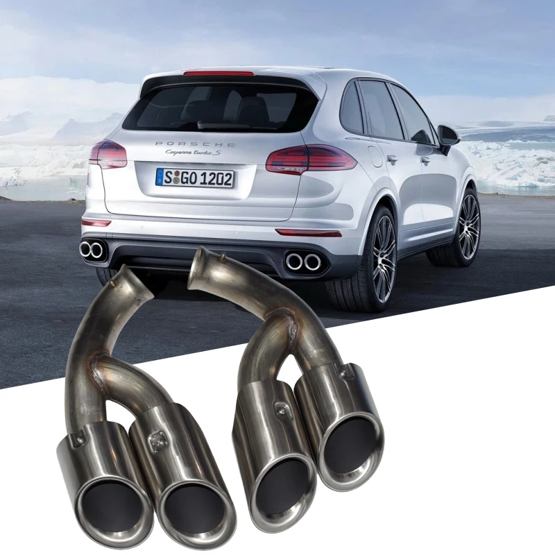 2015-2017 Porsche Cayenne 958 Upgrade Stainless Steel Round Exhaust Tips Performance System Muffler Tip Exhaust Pipes