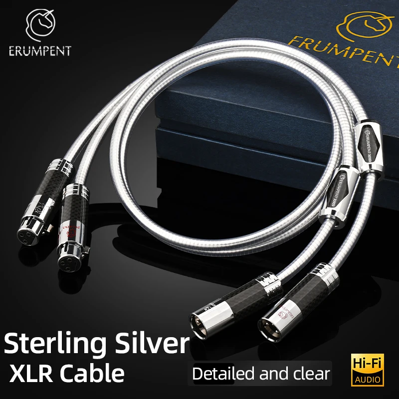 ERUMPENT HiFi Sterling Silver XLR Balanced Audio Cable XLR Male to Female Cable with 4-Layer Shield Audio Cord for CD Player