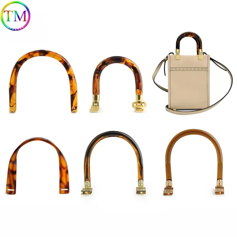 2Pcs Tortoiseshell U-Shaped Resin Handles Amber Replacement For Women Purse Frame Handbags Bags Handcrafted Handmade Accessories