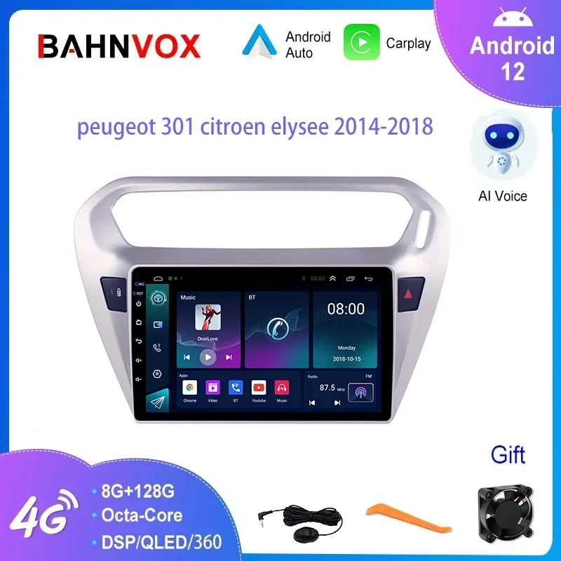 

9" Android 12 Car Radio For Peugeot 301 Citroen Elysee 2014-2018 Multimedia Player Navigation GPS Head Unit Stereo Carplay 2din