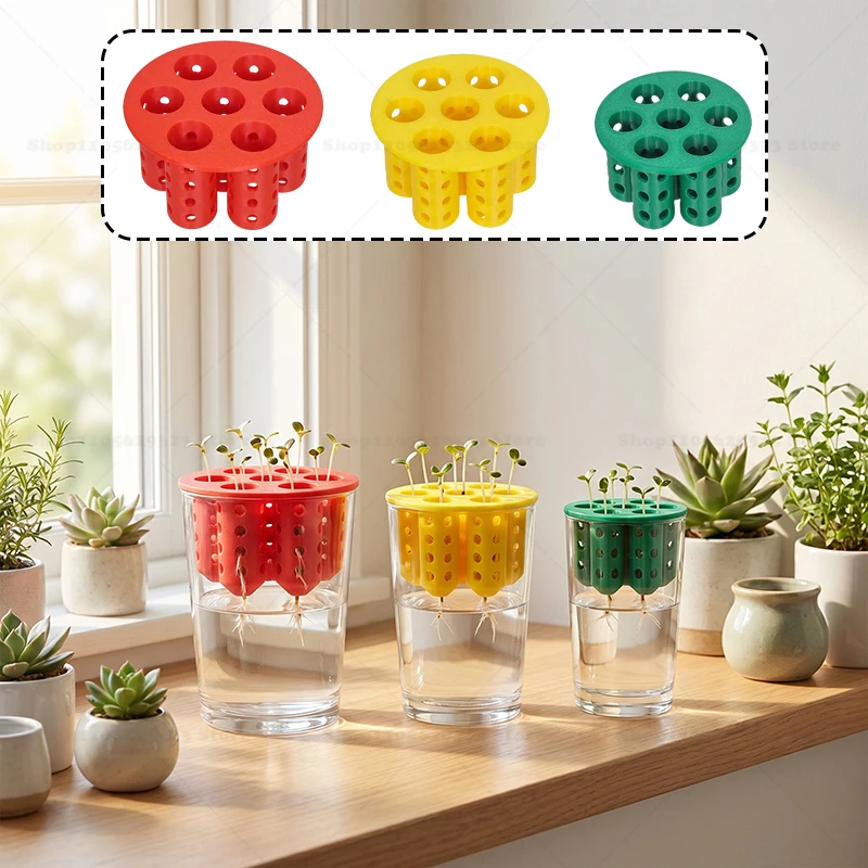 3D Printed Indoor Hydroponic Growing Lid ,7 Holes Propagation Tray,Household Jar Hydroponics Planter Accessory for Indoor Garden