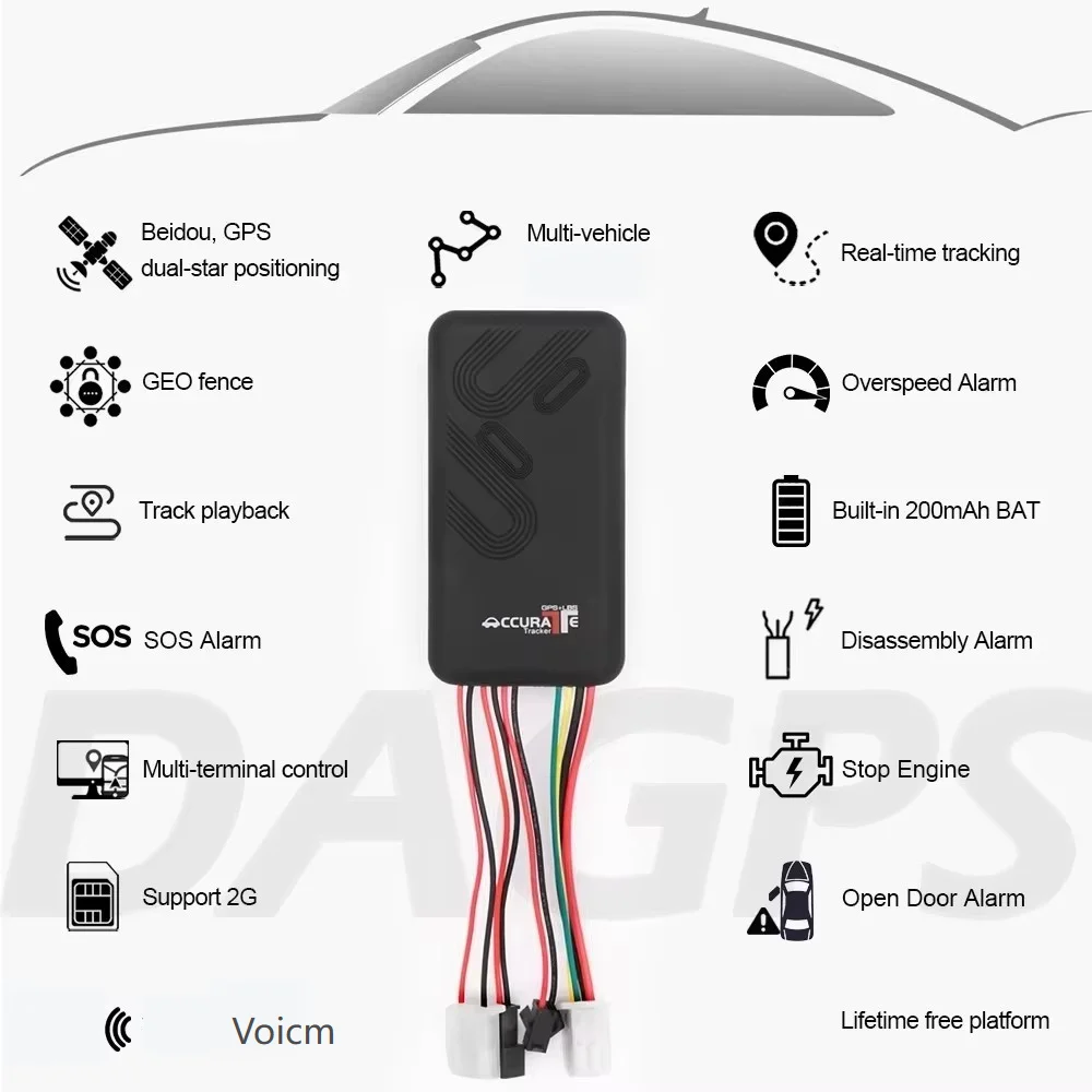 DAGPS Vehicle GPS Tracker GT06/TK100 - Live Locator, Remote Engine Stop, SOS Button, Door Open Alarm, Move Alarm, Geo Fence