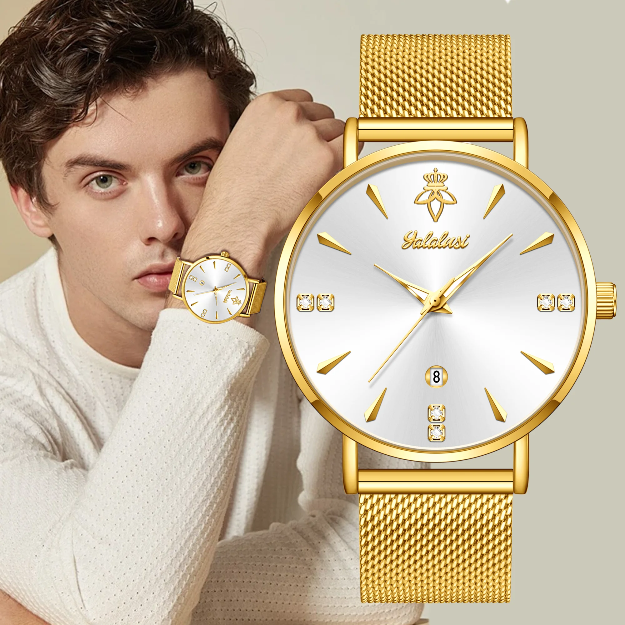 Yalalusi Brand 1 Piece Minimalist and Versatile New Quartz Watch Date Function Luminous Hands Top Gift Choice