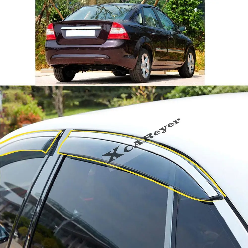 For Ford Focus Sedan 2007 2008 2009 2010 2011 Car Body Styling Sticker Plastic Window Glass Wind Visor Rain/Sun Guard Vent Parts